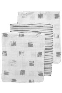 washandjes 3-pack block-stripe - grijs